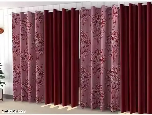 KITTO Stylish Marble Curtian Room Darkning Curtain Size 7feet Pack of 4 Piece
